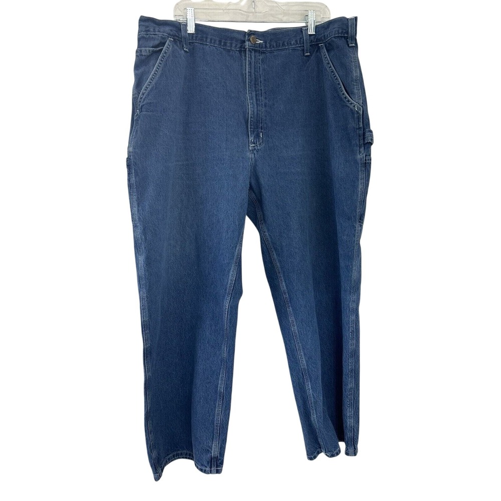 Carhartt‎ B13 DST Mens 42x30 Blue Denim Carpenter Dungaree Loose Fit Work Jeans